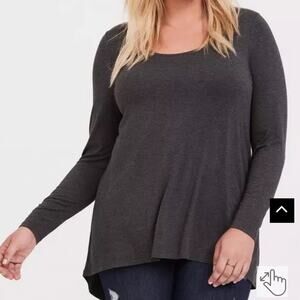 Torrid Super Soft Scoop Neck Long Sleeve Tunic Tee Size 3X 3 Charcoal Gray Grey
